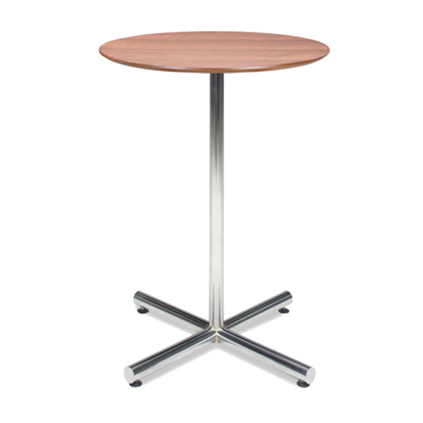 32” Round Walnut Bar Table with Chrome Base